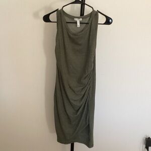 Leith Olive Green Ruched Mini Dress